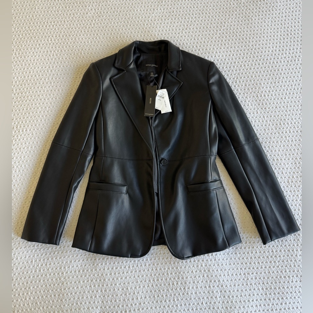 Banana Republic Faux Leather Blazer Petite